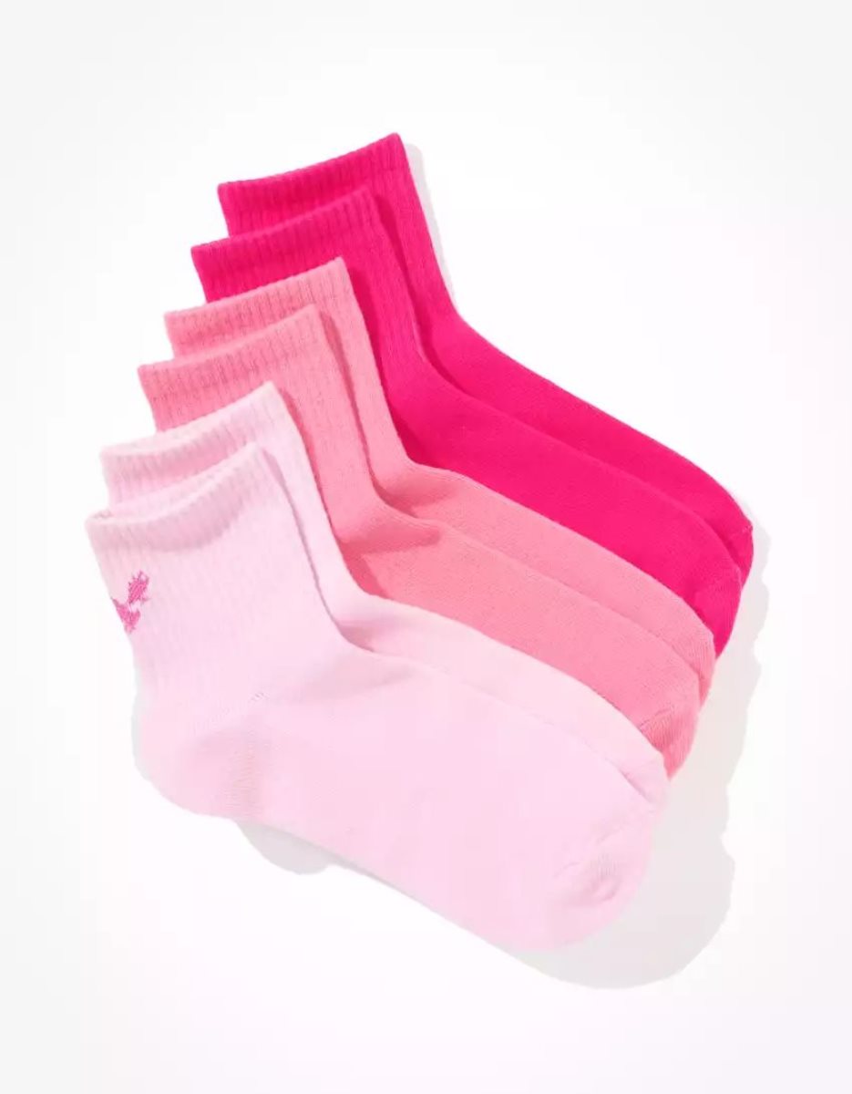 Chaussettes American Eagle AE Tonal Boyfriend Sock 3-Pack Rose Femme | SSU-34163735